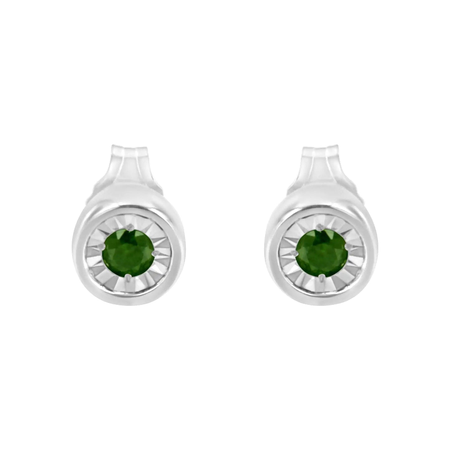 .925 Sterling Silver Green Diamond Stud Earrings 1/5 Cttw | Earrings | Elegant Emulations Jewelry USA