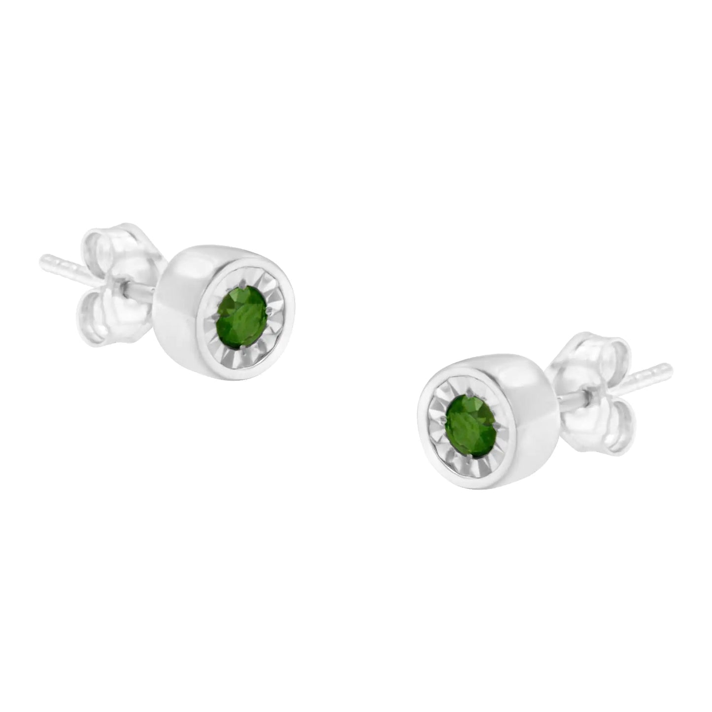 .925 Sterling Silver Green Diamond Stud Earrings 1/5 Cttw | Earrings | Elegant Emulations Jewelry USA