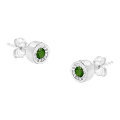.925 Sterling Silver Green Diamond Stud Earrings 1/5 Cttw | Earrings | Elegant Emulations Jewelry USA