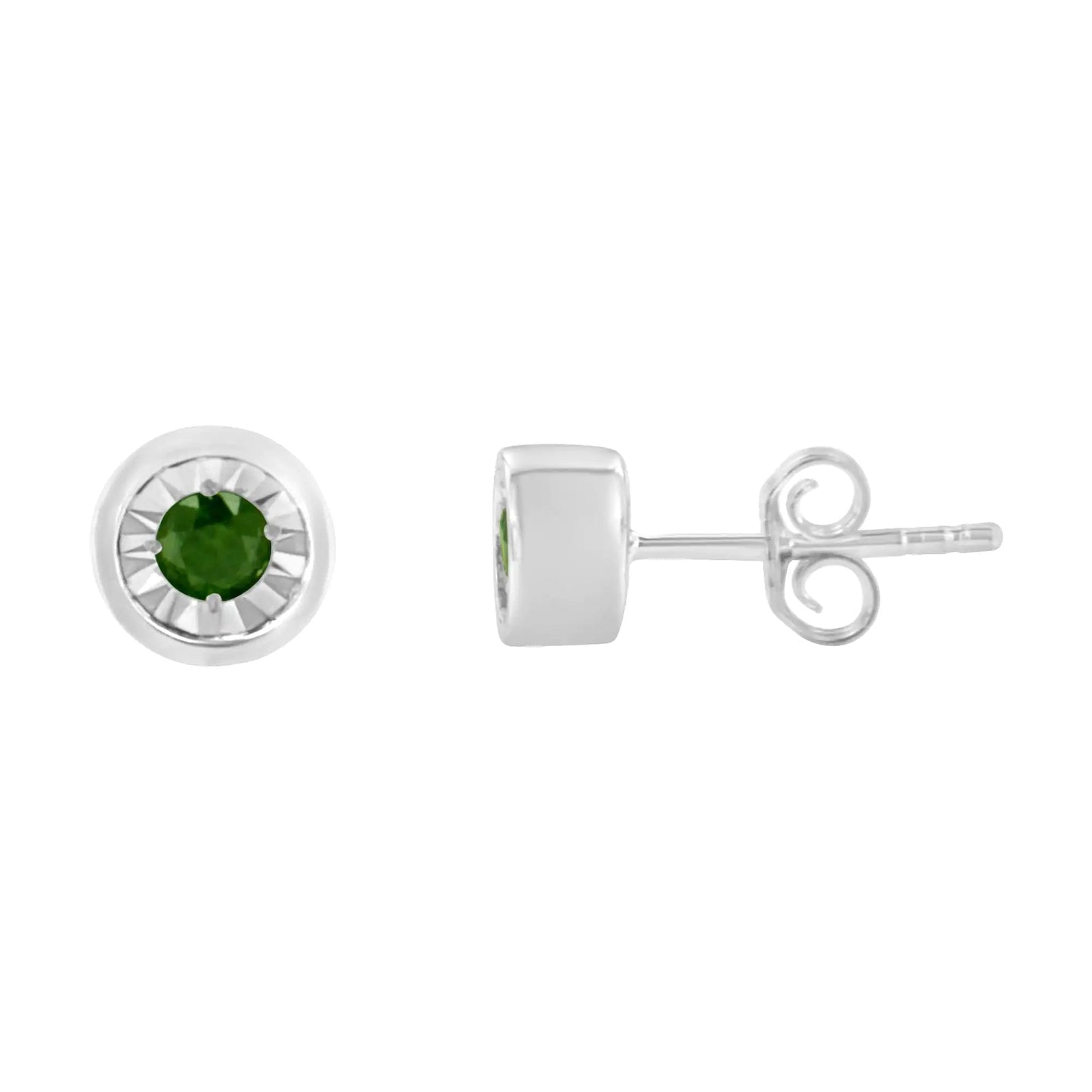 .925 Sterling Silver Green Diamond Stud Earrings 1/5 Cttw | Earrings | Elegant Emulations Jewelry USA