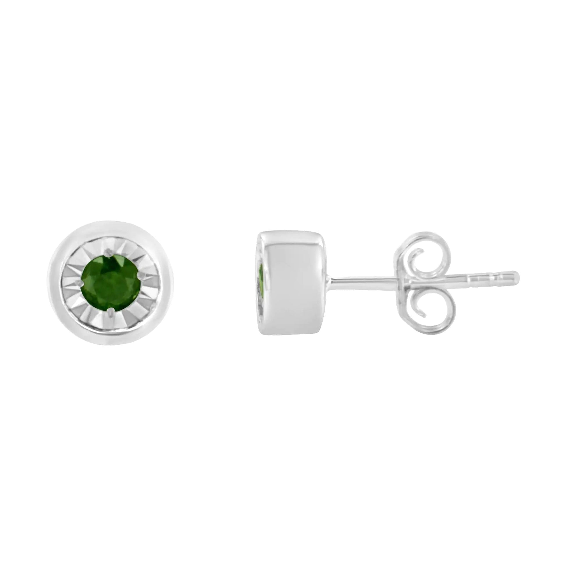 .925 Sterling Silver Green Diamond Stud Earrings 1/5 Cttw | Earrings | Elegant Emulations Jewelry USA