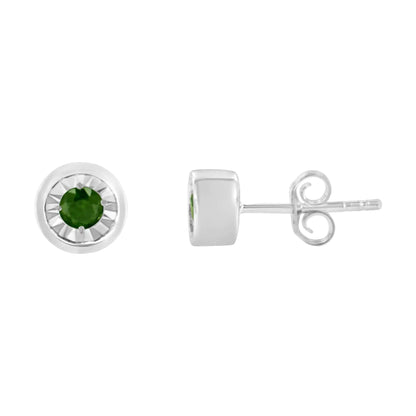 .925 Sterling Silver Green Diamond Stud Earrings 1/5 Cttw | Earrings | Elegant Emulations Jewelry USA
