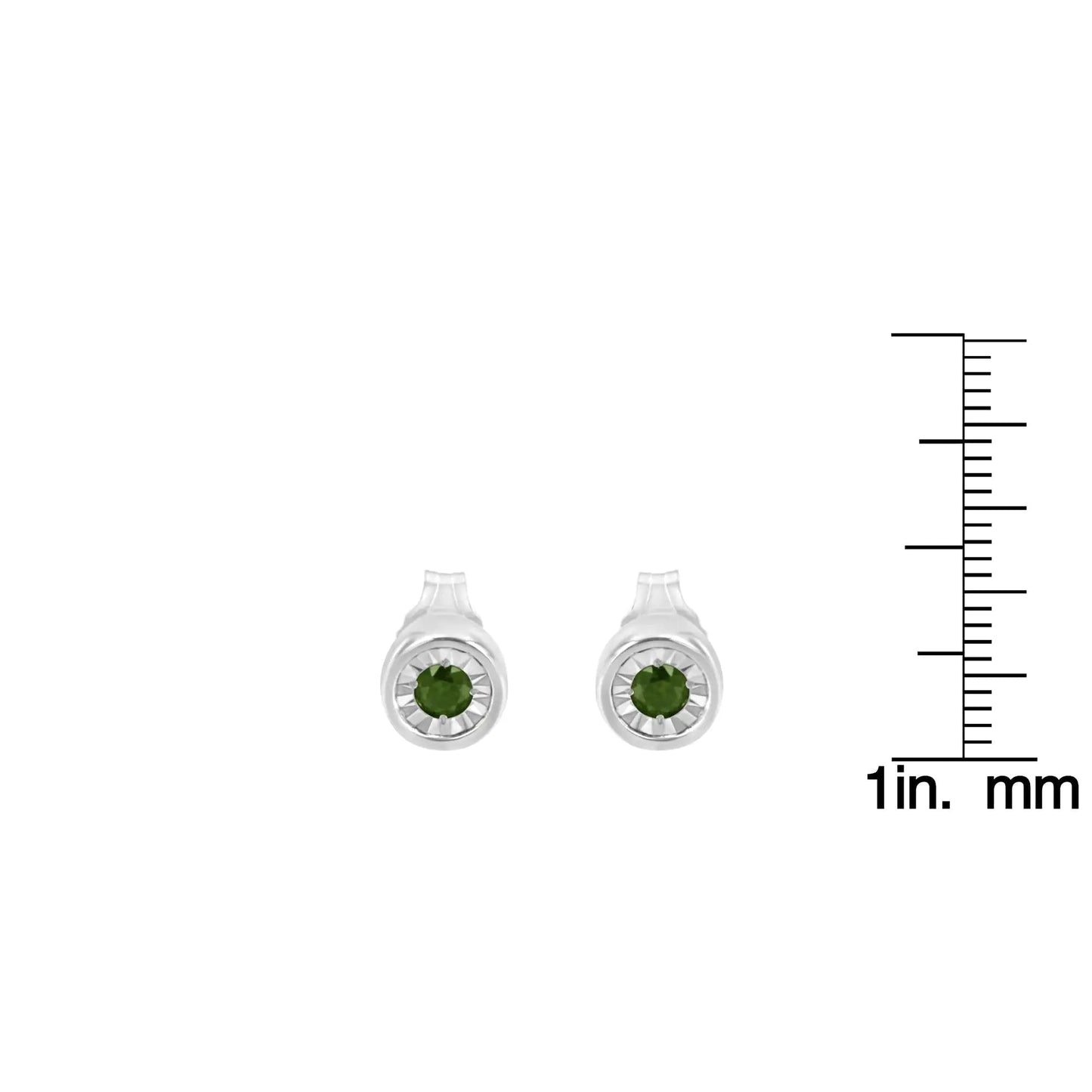 .925 Sterling Silver Green Diamond Stud Earrings 1/5 Cttw | Earrings | Elegant Emulations Jewelry USA