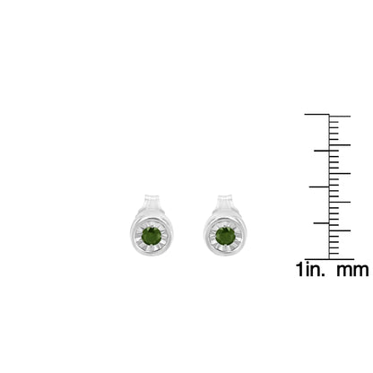 .925 Sterling Silver Green Diamond Stud Earrings 1/5 Cttw | Earrings | Elegant Emulations Jewelry USA