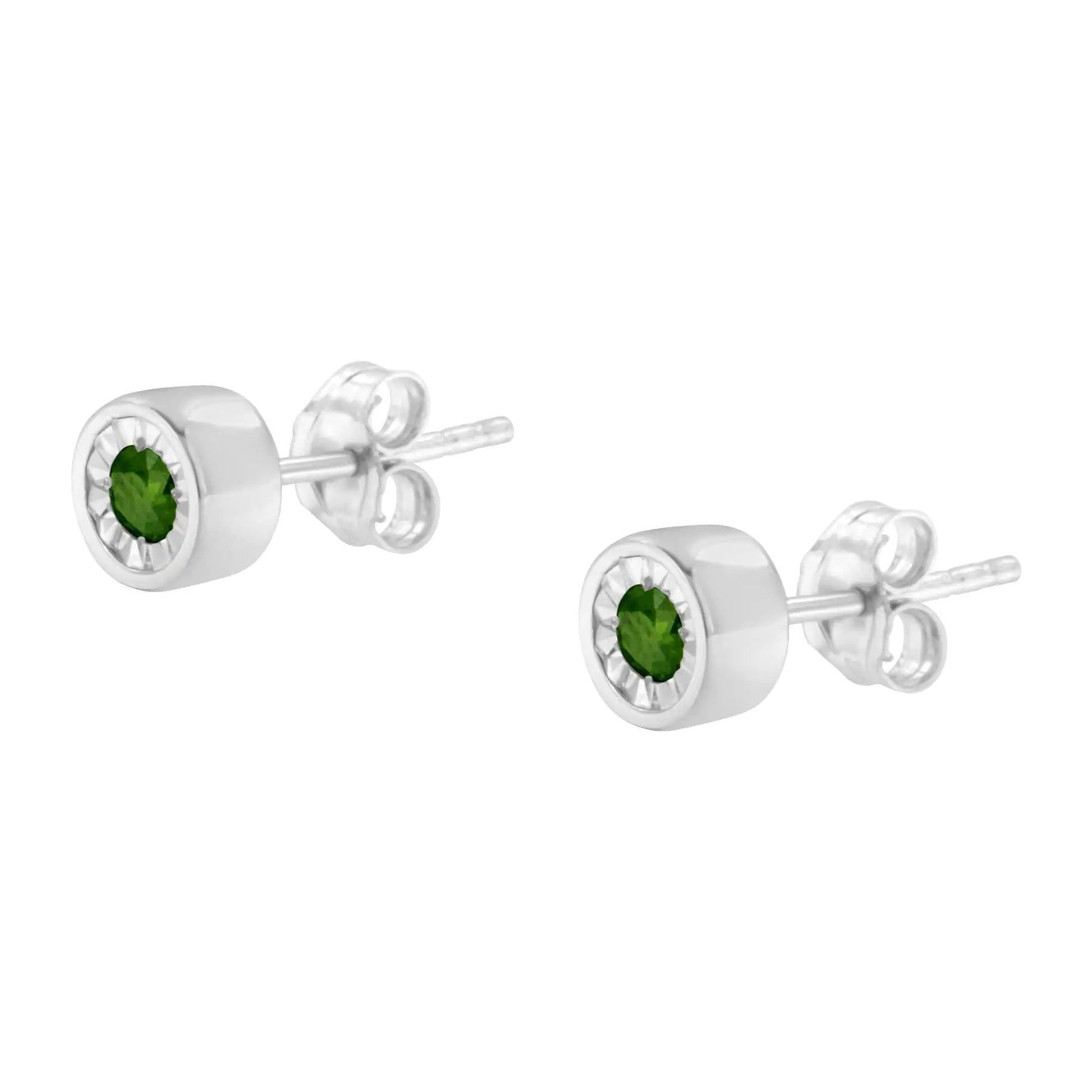 .925 Sterling Silver Green Diamond Stud Earrings 1/5 Cttw | Earrings | Elegant Emulations Jewelry USA