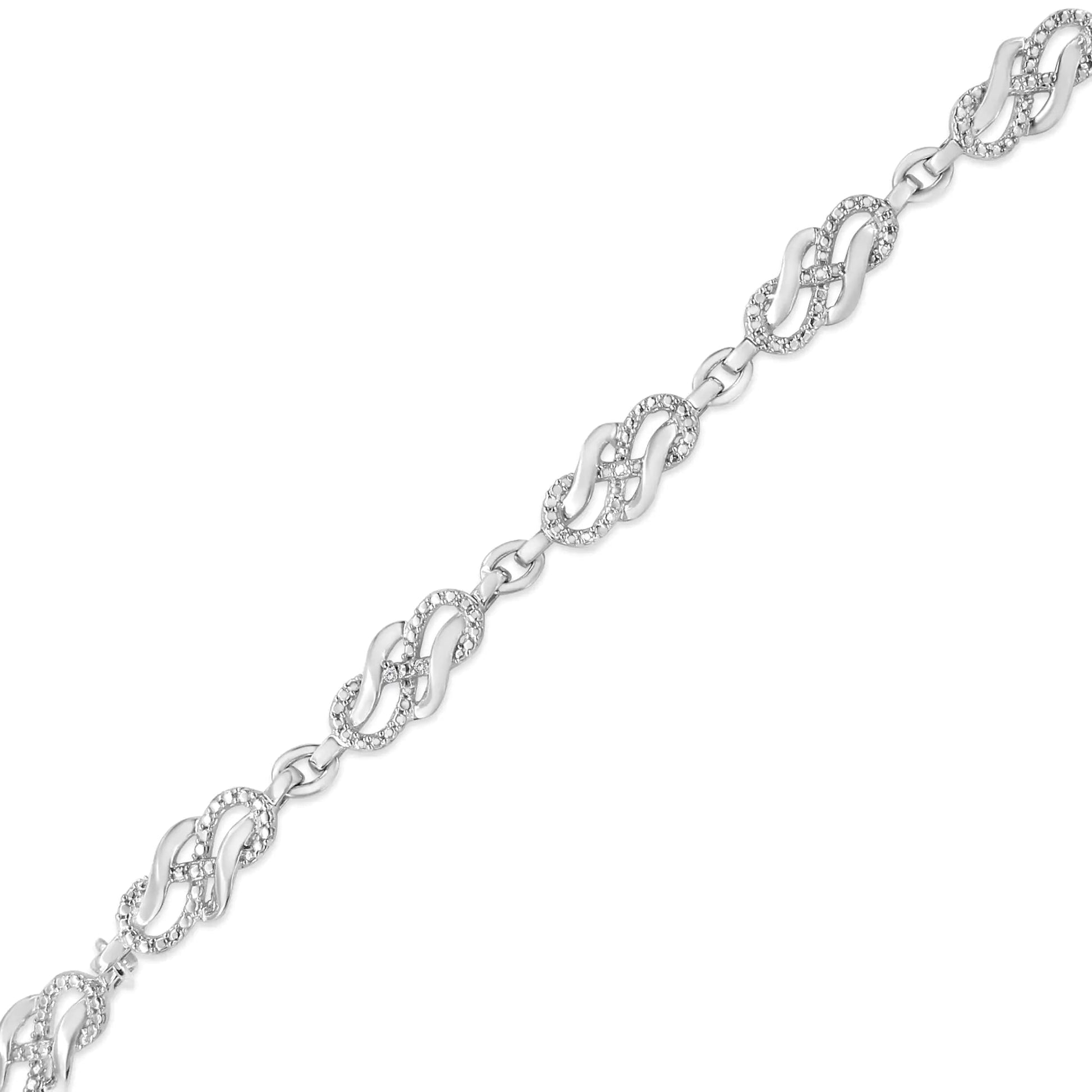.925 Sterling Silver Infinity Diamond Link Bracelet | Bracelets | Elegant Emulations Jewelry USA