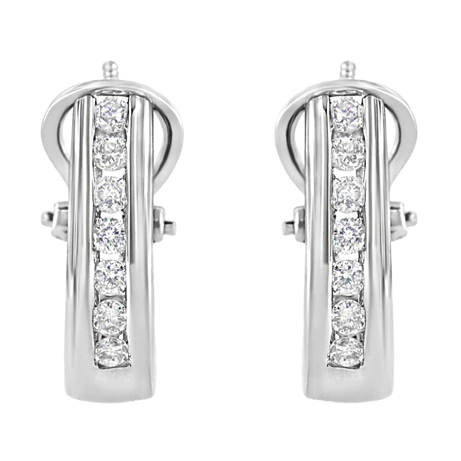 .925 Sterling Silver Lab Diamond Hoop Earrings | Earrings | Elegant Emulations Jewelry USA