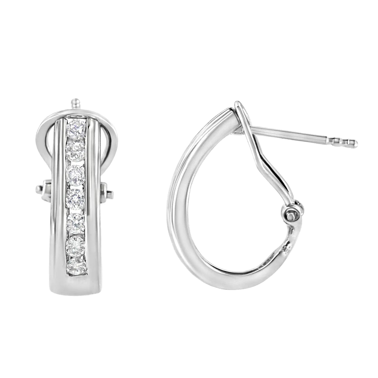 .925 Sterling Silver Lab Diamond Hoop Earrings | Earrings | Elegant Emulations Jewelry USA
