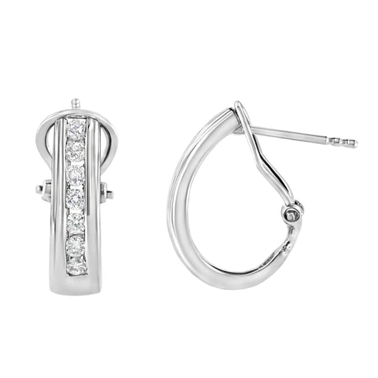 .925 Sterling Silver Lab Diamond Hoop Earrings | Earrings | Elegant Emulations Jewelry USA
