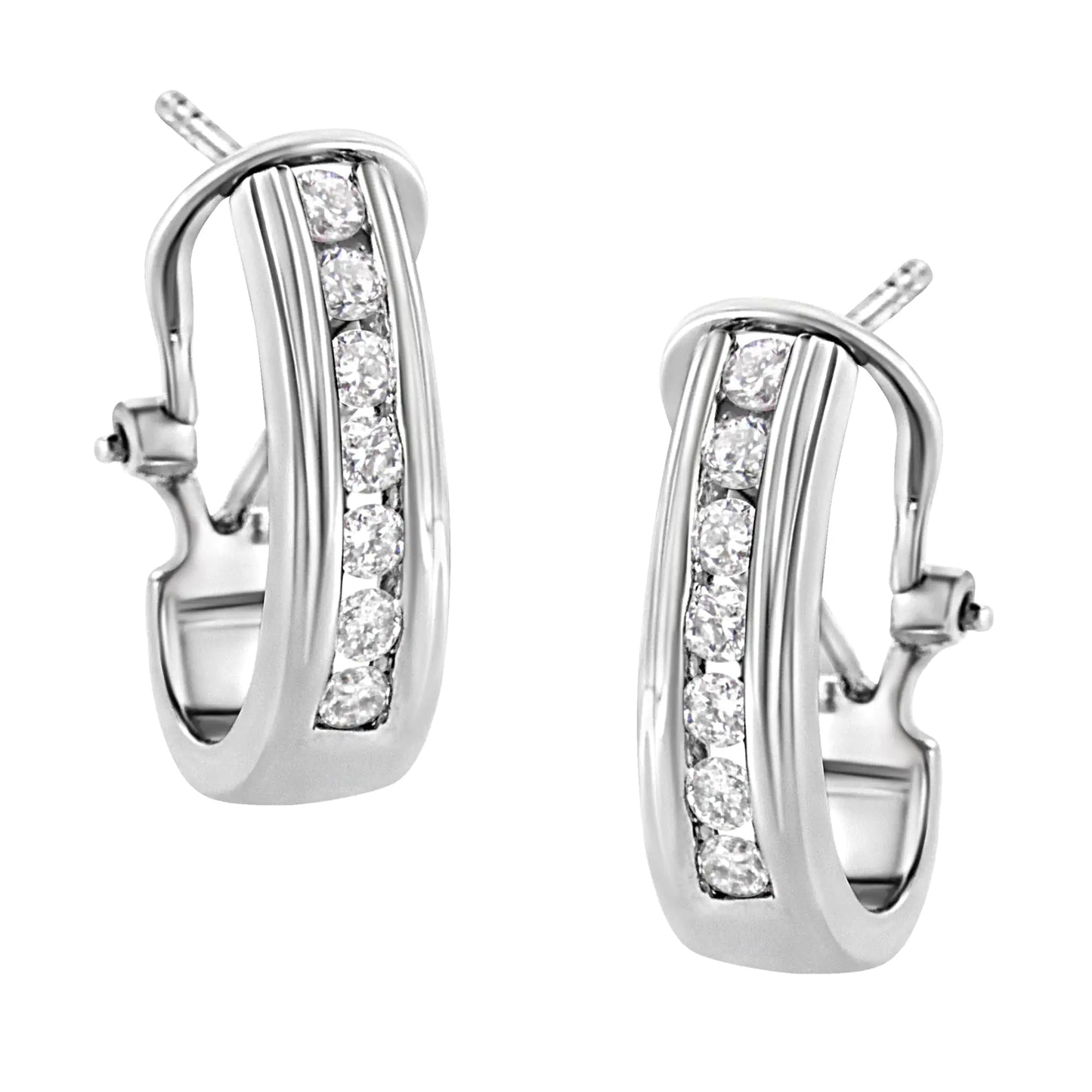 .925 Sterling Silver Lab Diamond Hoop Earrings | Earrings | Elegant Emulations Jewelry USA