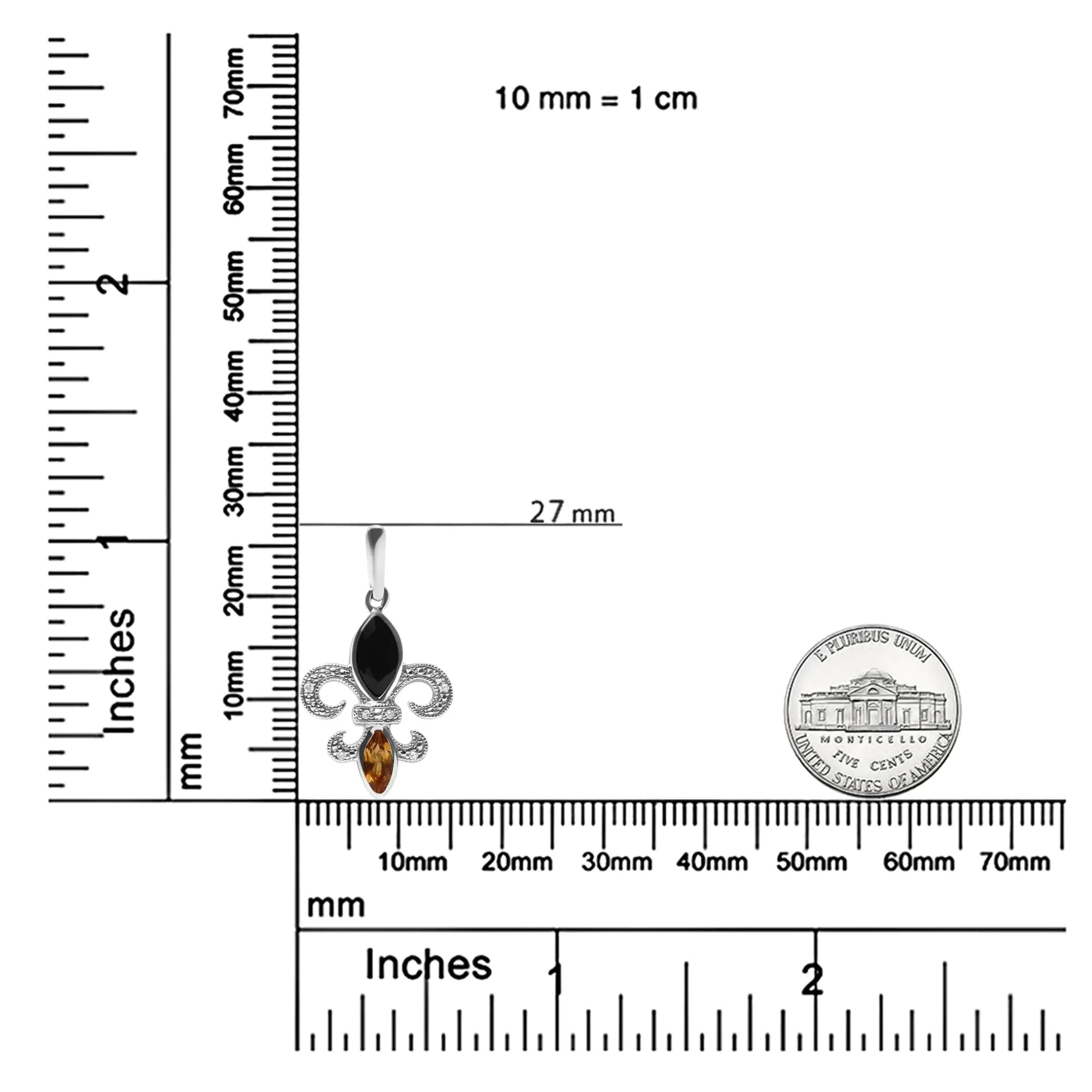 .925 Sterling Silver Marquise Cut Onyx and Citrine with Diamond Accent Fleur De Lis Drop Stud Earrings (H - I Color, SI1 - SI2 Clarity) | | Elegant Emulations Jewelry USA