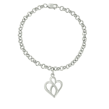 .925 Sterling Silver Open Heart with Center Vertical Infinity Chain Charm Bracelet - Size 7" | | Elegant Emulations Jewelry USA