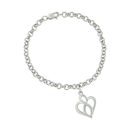 .925 Sterling Silver Open Heart with Center Vertical Infinity Chain Charm Bracelet - Size 7" | | Elegant Emulations Jewelry USA