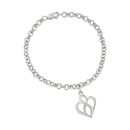 .925 Sterling Silver Open Heart with Center Vertical Infinity Chain Charm Bracelet - Size 7" | | Elegant Emulations Jewelry USA