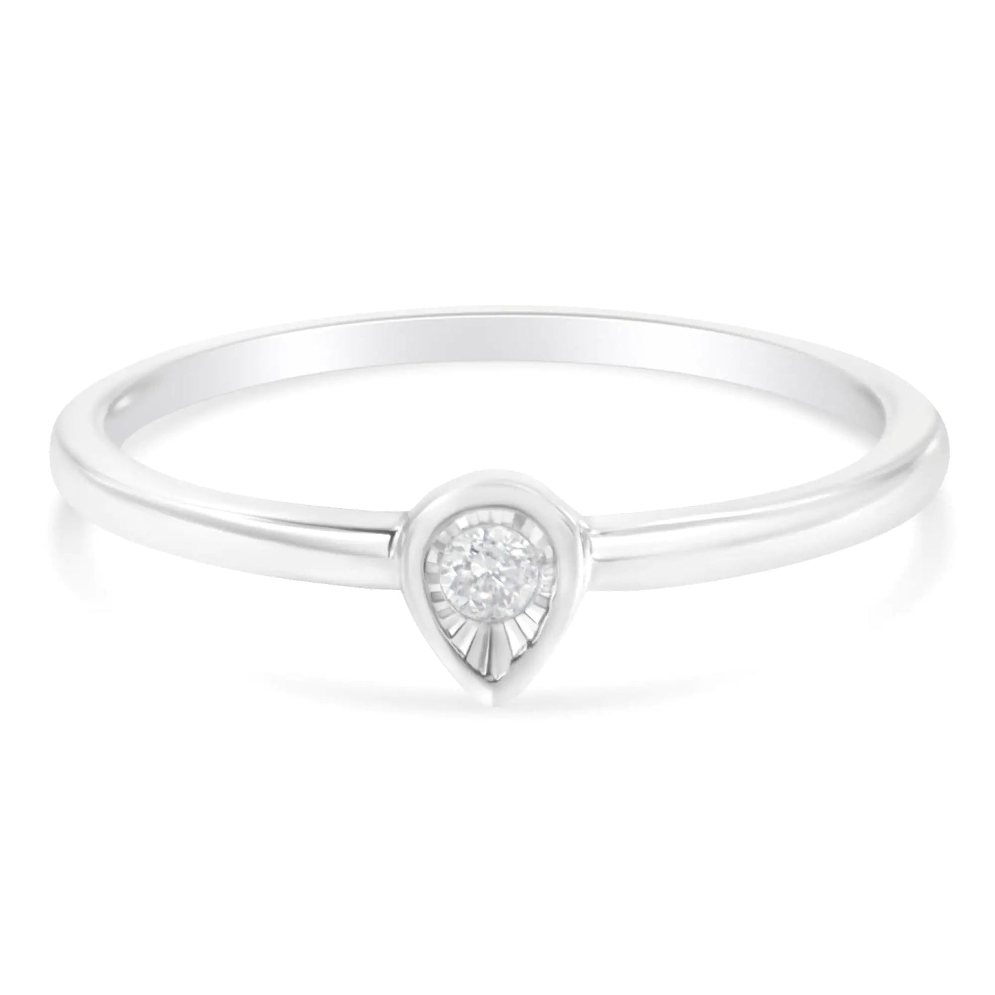 .925 Sterling Silver Pear - Shaped Diamond Promise Ring | Rings | Elegant Emulations Jewelry USA