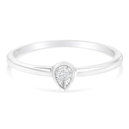 .925 Sterling Silver Pear - Shaped Diamond Promise Ring | Rings | Elegant Emulations Jewelry USA