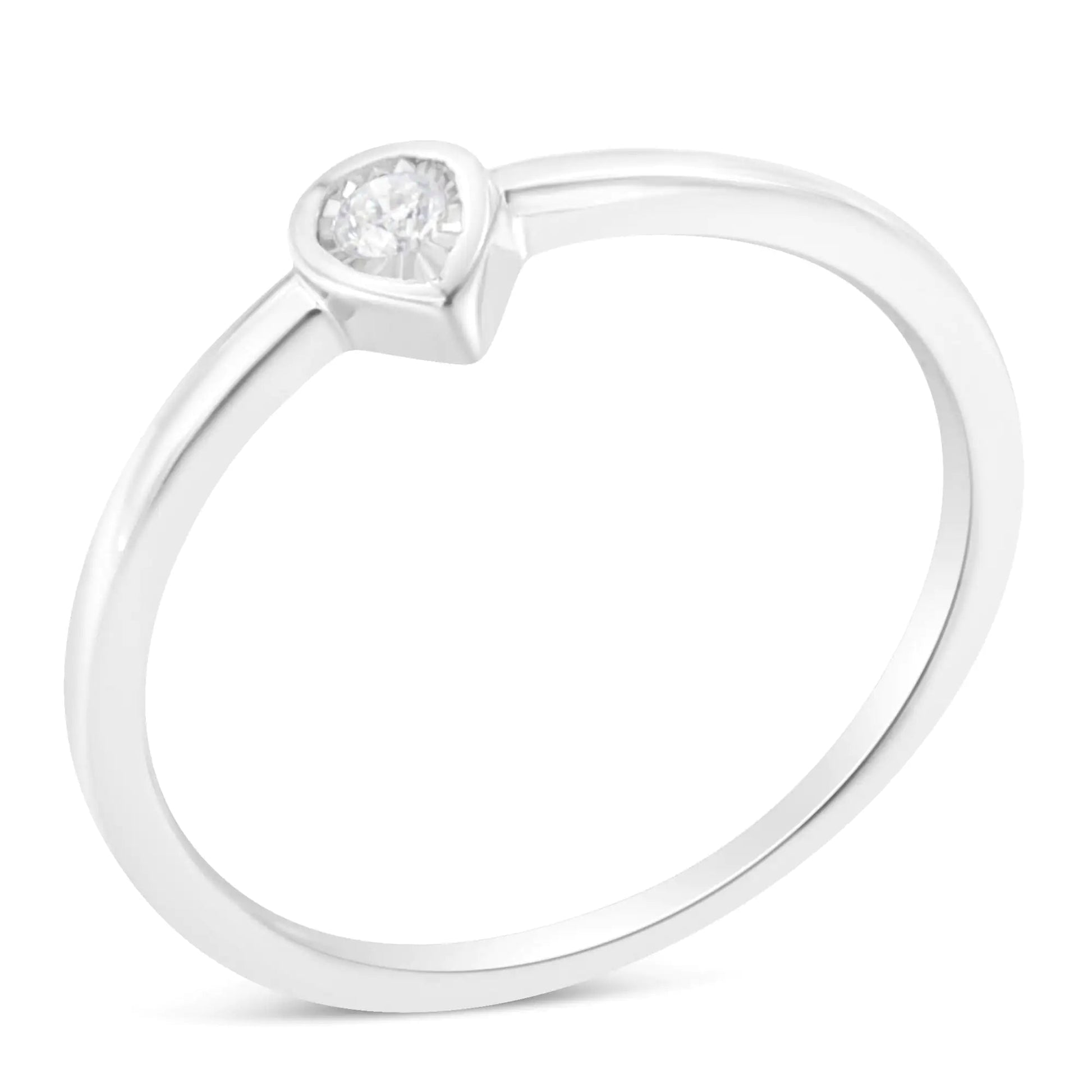 .925 Sterling Silver Pear - Shaped Diamond Promise Ring | Rings | Elegant Emulations Jewelry USA