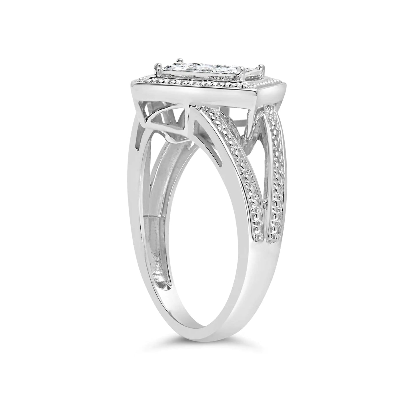 .925 Sterling Silver Princess - Cut Diamond Rhombus Ring | Rings | Elegant Emulations Jewelry USA