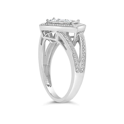 .925 Sterling Silver Princess - Cut Diamond Rhombus Ring | Rings | Elegant Emulations Jewelry USA