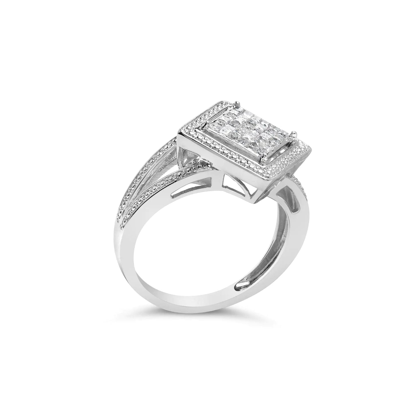 .925 Sterling Silver Princess - Cut Diamond Rhombus Ring | Rings | Elegant Emulations Jewelry USA