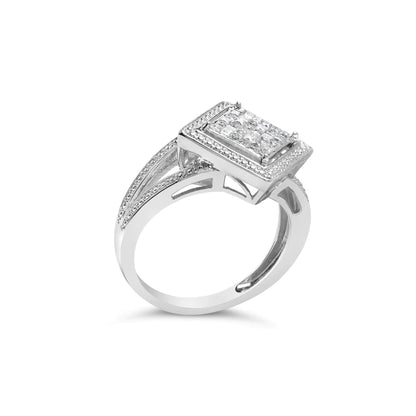 .925 Sterling Silver Princess - Cut Diamond Rhombus Ring | Rings | Elegant Emulations Jewelry USA