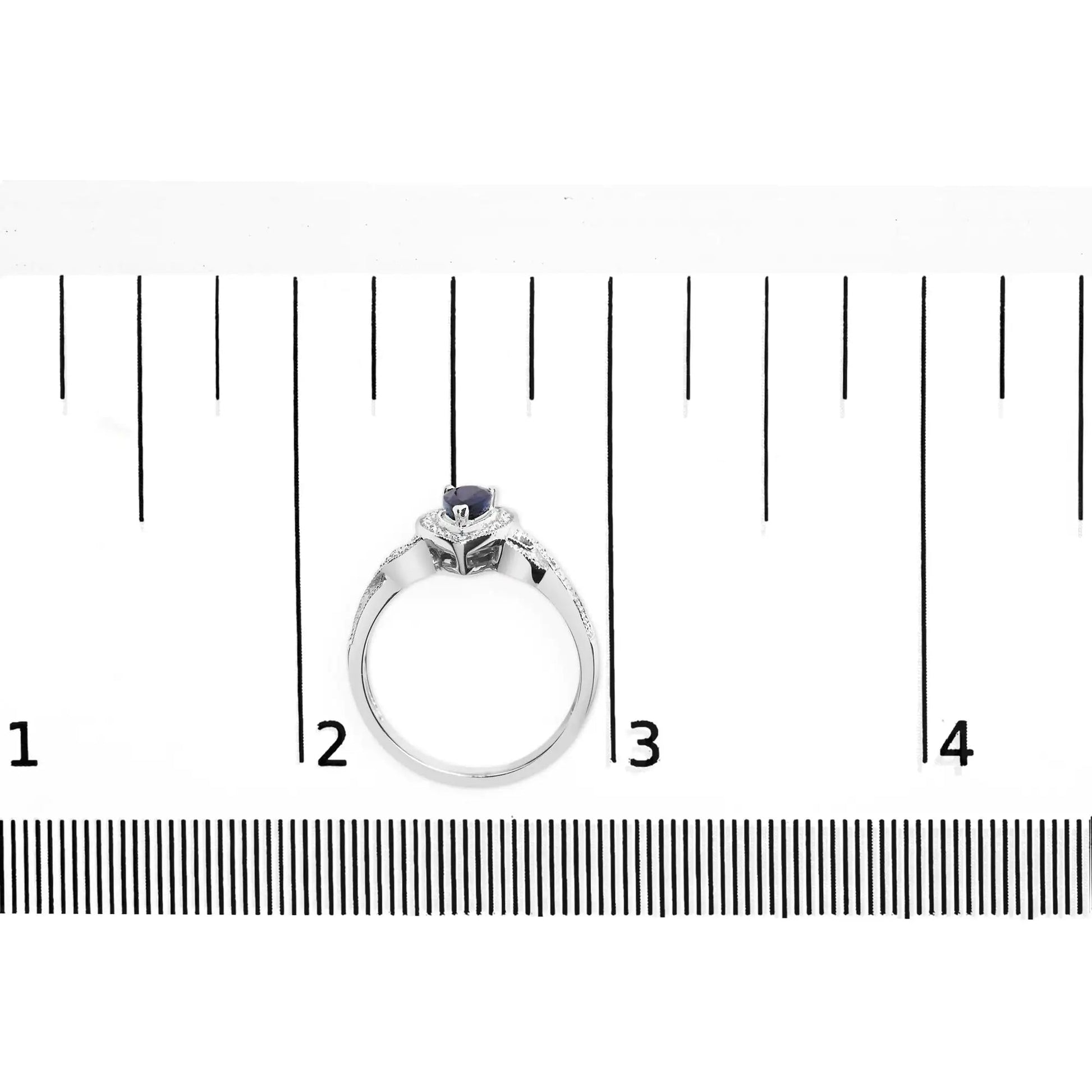 .925 Sterling Silver Sapphire Diamond Halo Ring | Rings | Elegant Emulations Jewelry USA