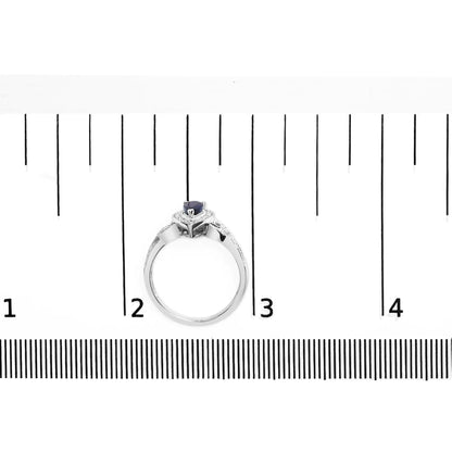 .925 Sterling Silver Sapphire Diamond Halo Ring | Rings | Elegant Emulations Jewelry USA