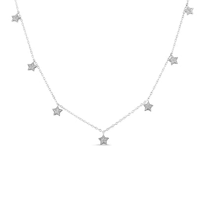 .925 Sterling Silver Starry Diamond Droplet Necklace | Necklace | Elegant Emulations Jewelry USA
