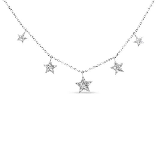 .925 Sterling Silver Starry Diamond Droplet Necklace | Necklace | Elegant Emulations Jewelry USA