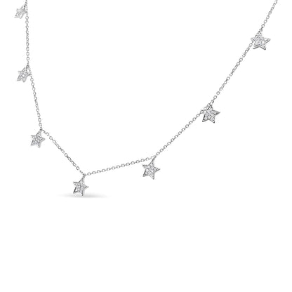 .925 Sterling Silver Starry Diamond Droplet Necklace | Necklace | Elegant Emulations Jewelry USA