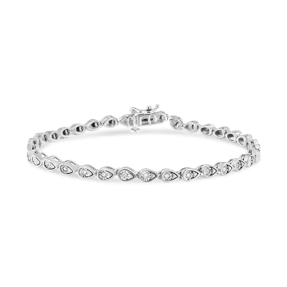.925 Sterling Silver Teardrop Diamond Link Bracelet | Bracelets | Elegant Emulations Jewelry USA