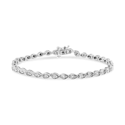 .925 Sterling Silver Teardrop Diamond Link Bracelet | Bracelets | Elegant Emulations Jewelry USA
