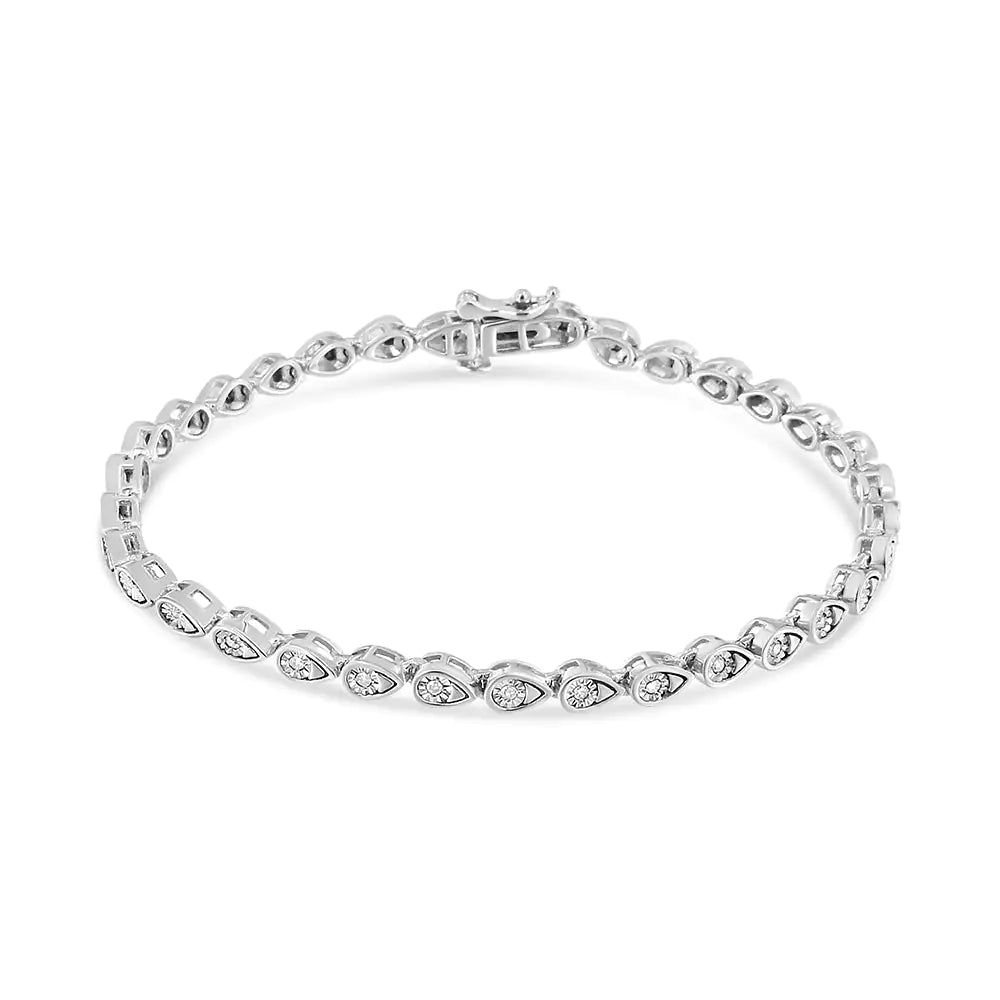 .925 Sterling Silver Teardrop Diamond Link Bracelet | Bracelets | Elegant Emulations Jewelry USA