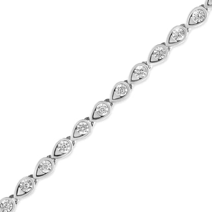 .925 Sterling Silver Teardrop Diamond Link Bracelet | Bracelets | Elegant Emulations Jewelry USA