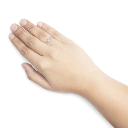 .925 Sterling Silver Diamond Accent Paperclip Band Ring (I-J Color, I2-I3 Clarity) - Elegant Emulations