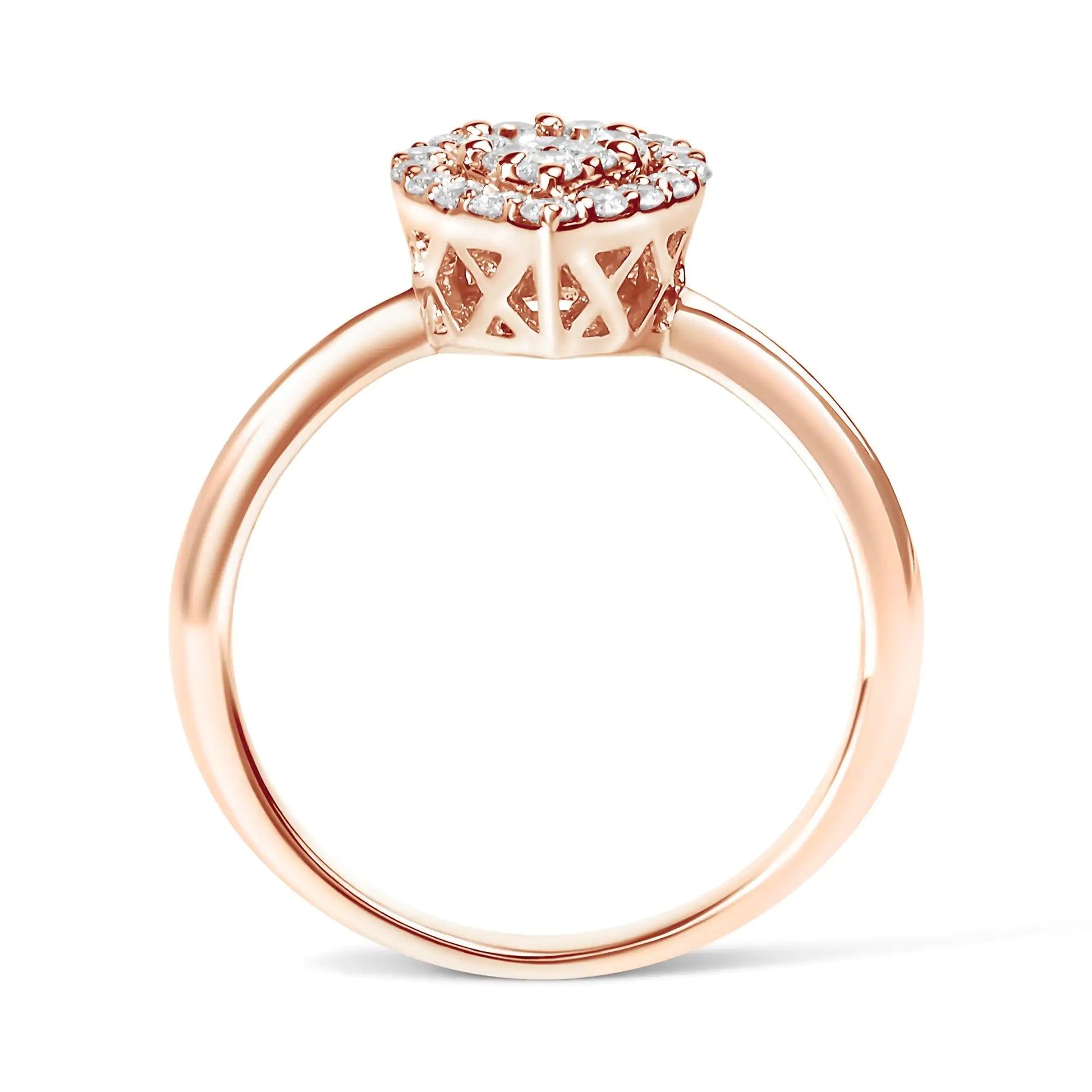 10K Rose Gold 3/8 Cttw Round-Cut Diamond Pear Promise Ring (I-J Color, I2-I3 Clarity) - Elegant Emulations