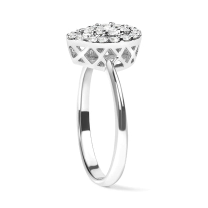.925 Sterling Silver 3/8 Cttw Lab Grown Diamond Cluster and Halo Pear Promise Ring (G-H Color, VS2-SI1 Clarity) - Size 7 - Elegant Emulations