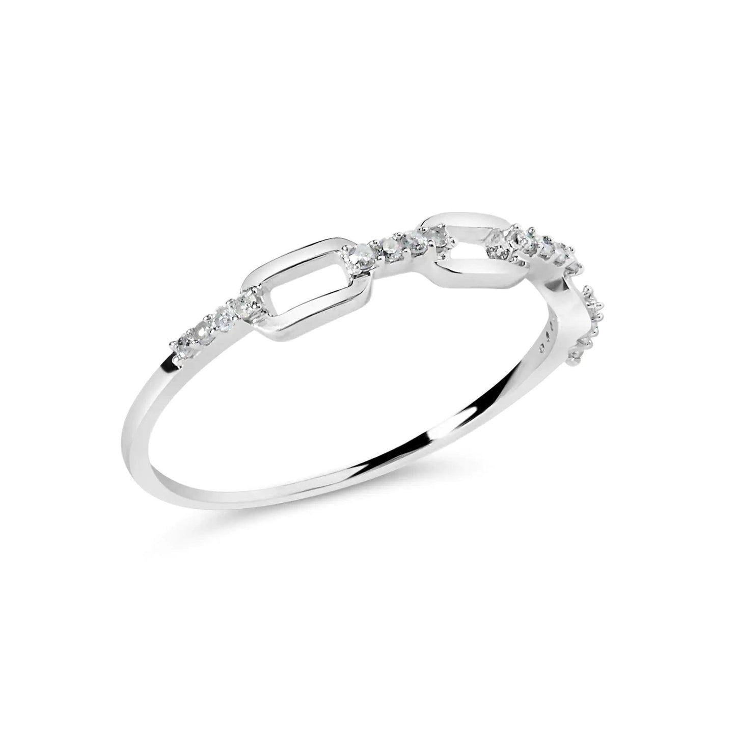 .925 Sterling Silver Diamond Accent Paperclip Band Ring (I-J Color, I2-I3 Clarity) - Elegant Emulations