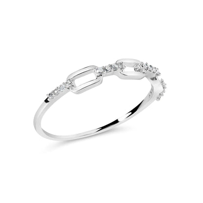 .925 Sterling Silver Diamond Accent Paperclip Band Ring (I-J Color, I2-I3 Clarity) - Elegant Emulations
