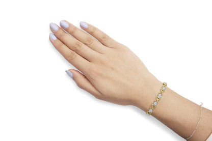 10k Yellow Gold Plated .925 Sterling Silver 2.00 Cttw Round-Cut Diamond Link 7" Bracelet (H-I Color, I2-I3 Clarity) - Elegant Emulations