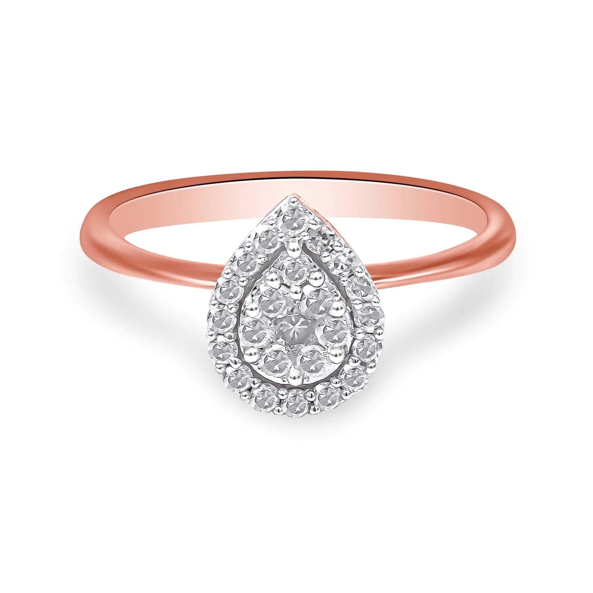 10K Rose Gold 3/8 Cttw Round-Cut Diamond Pear Promise Ring (I-J Color, I2-I3 Clarity) - Elegant Emulations
