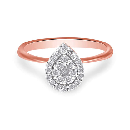 10K Rose Gold 3/8 Cttw Round-Cut Diamond Pear Promise Ring (I-J Color, I2-I3 Clarity) - Elegant Emulations