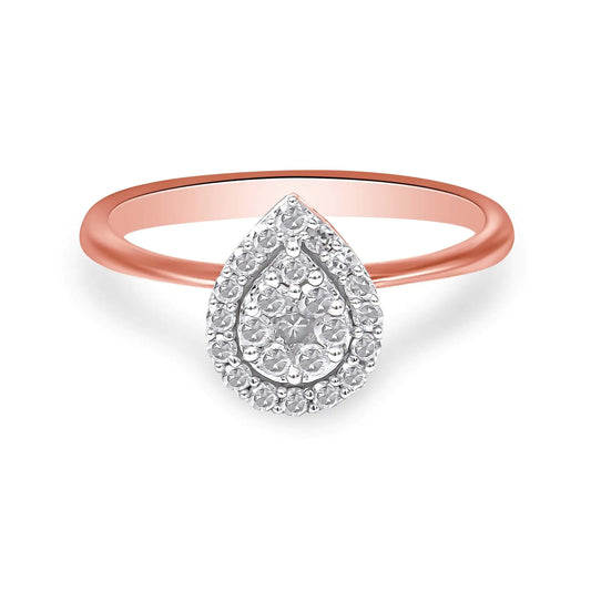 10K Rose Gold 3/8 Cttw Round-Cut Diamond Pear Promise Ring (I-J Color, I2-I3 Clarity) - Elegant Emulations