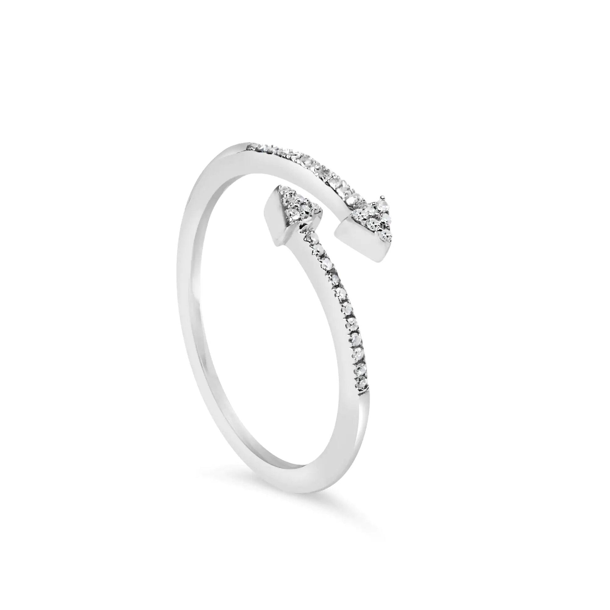 .925 Sterling Silver 1/5 Cttw Diamond Double Arrowhead Open Ring (I-J Color, I2-I3 Clarity) - Elegant Emulations