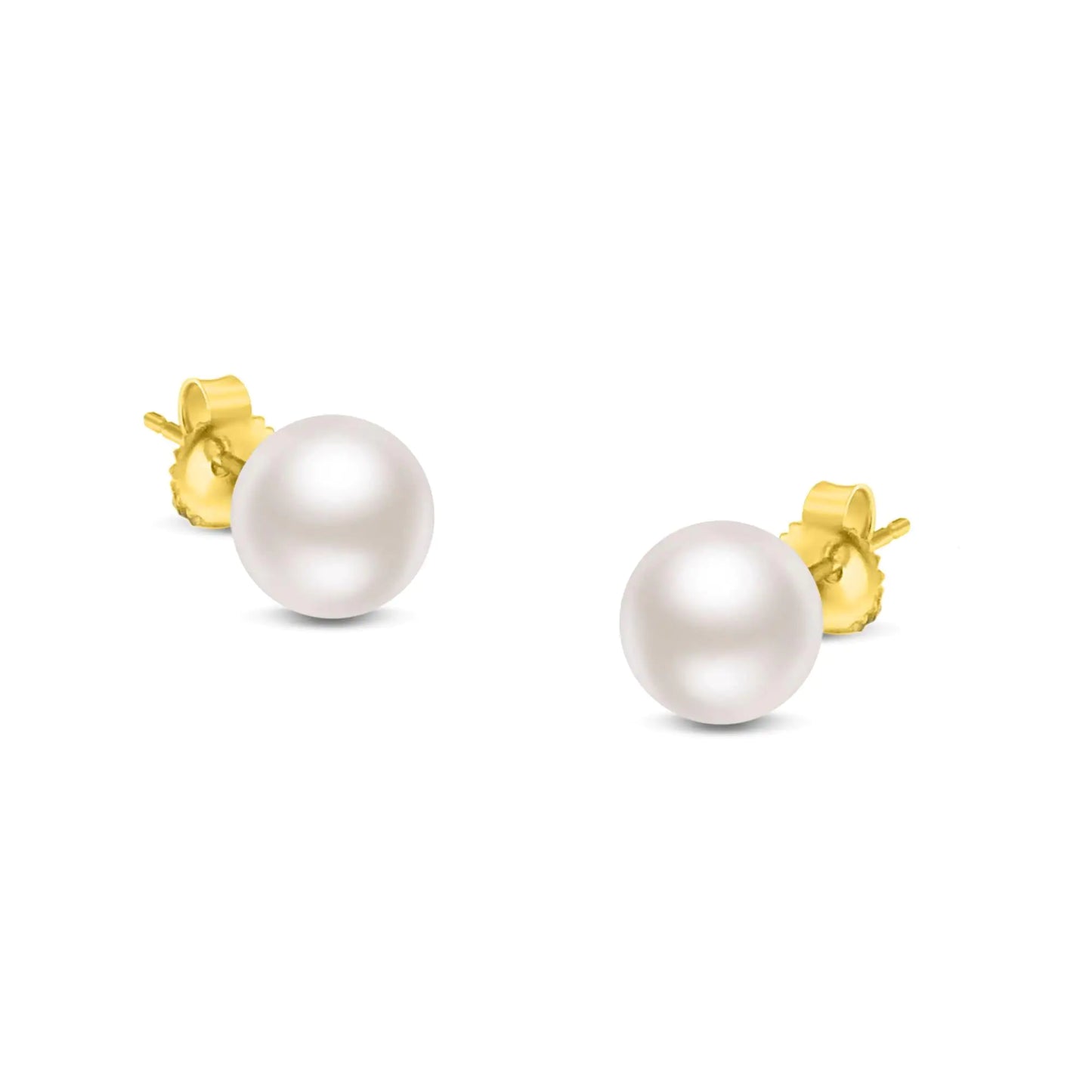 14K Gold Akoya Pearl Stud Earrings - Select Your Size