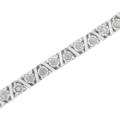 Sterling Silver 1 CT Diamond Zigzag Bracelet – Elegant Jewelry