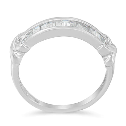 .925 Sterling Silver 1/2 Cttw Baguette Cut Diamond Channel Set X-Station Wedding Ring (H-I Color, I1-I2 Clarity) - Elegant Emulations