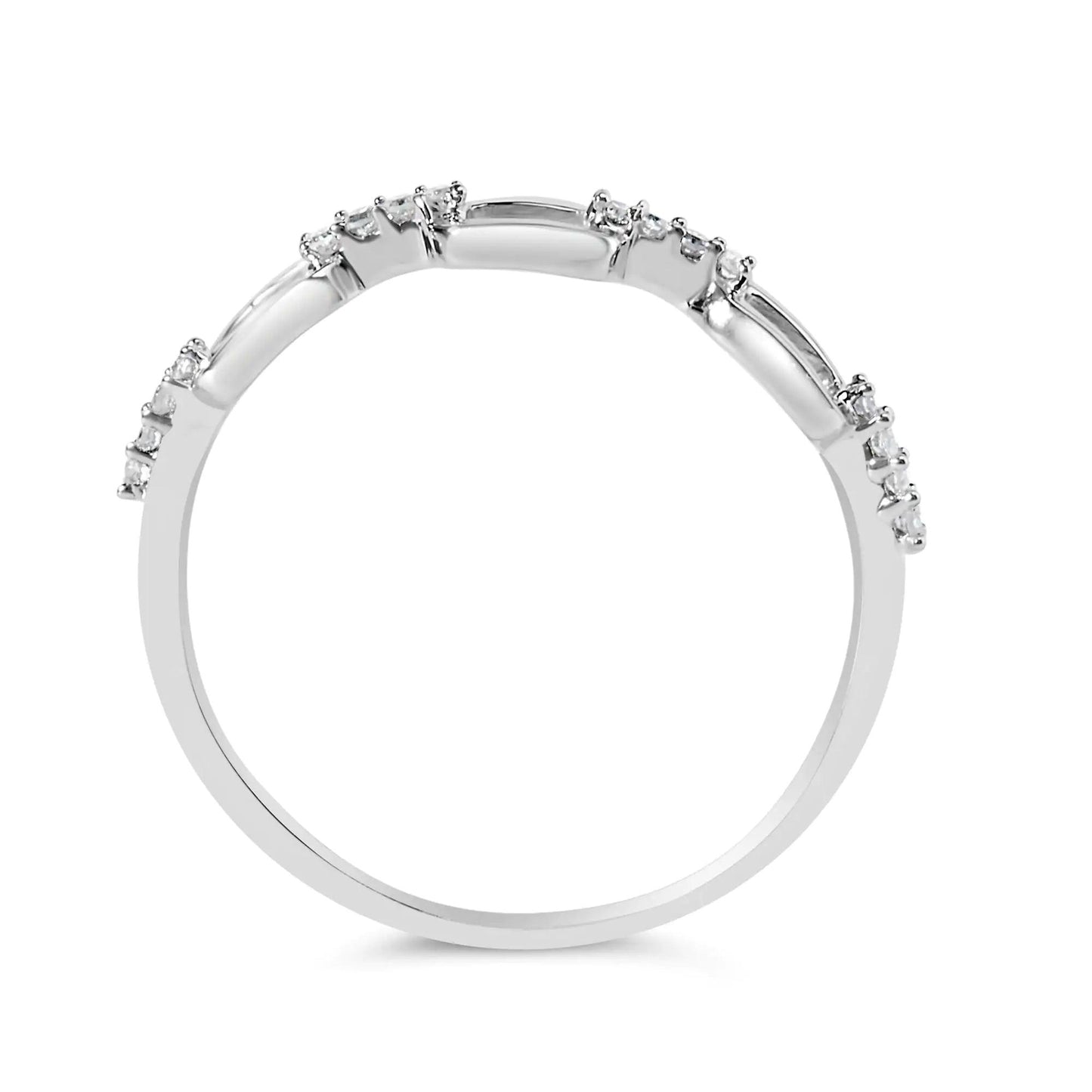 .925 Sterling Silver Diamond Accent Paperclip Band Ring (I-J Color, I2-I3 Clarity) - Elegant Emulations