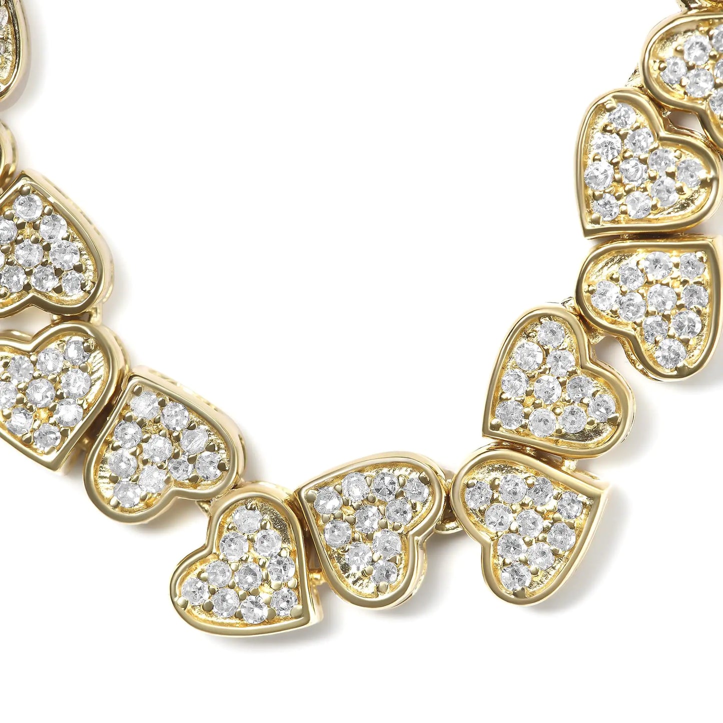Yellow Gold Plated .925 Sterling Silver 1/2 Cttw Diamond Sideways Hearts Bolo Bracelet (H-I Color, I1-I2 Clarity) - 4”-10” Adjustable - Elegant Emulations