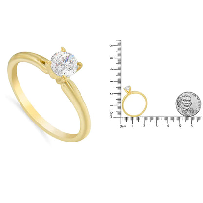 GIA Certified 14k Gold 1/2 Cttw Diamond Solitaire Engagement Ring (H Color, SI1 Clarity) - Elegant Emulations